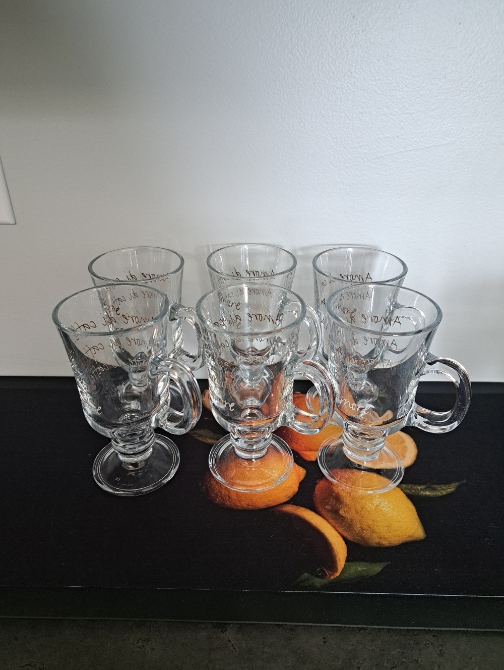 Clear Glass Irish Coffee Mugs with Handles - Set of 6